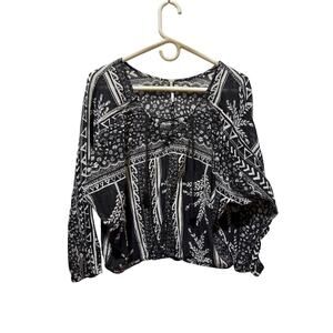Free People Semi Sheer Boho Long Sleeve Top Size M